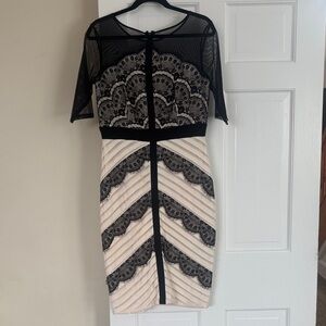 Jax Black and Cream Lace Midi Dress
